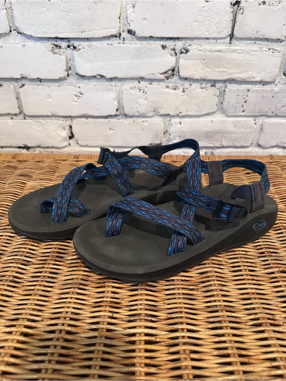 Chaco Men’s Black and Blue Hiking Casual Sandals Size 12